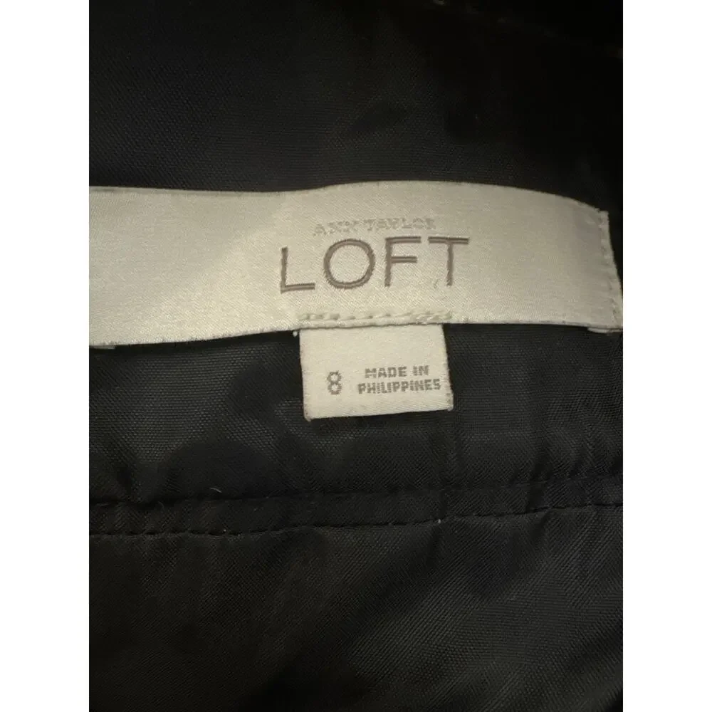 Loft Herringbone Wool wrap buttoned mini skirt size 8